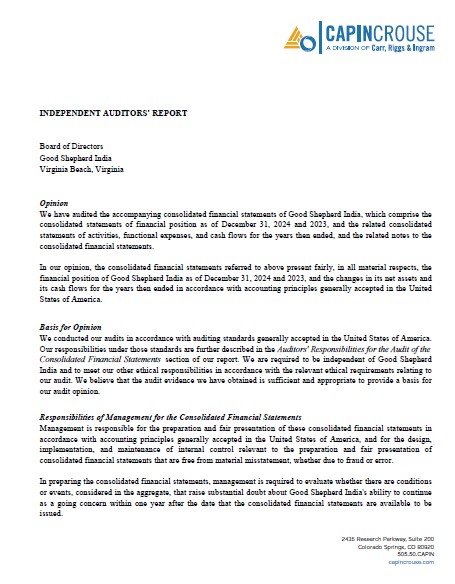 Click here to request a copy of our annual financial audit